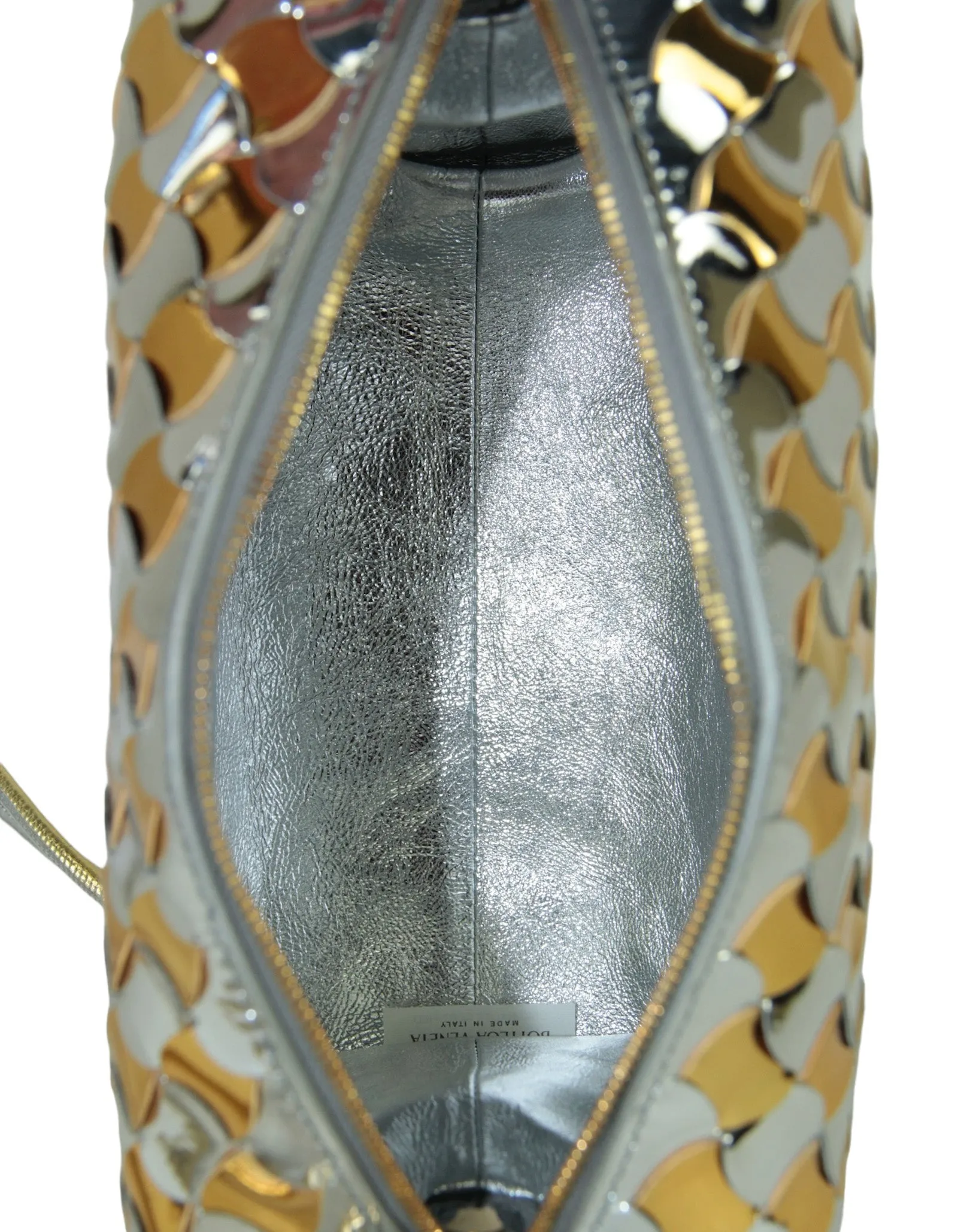 Bottega Veneta Silver/Gold Intrecciato Loop Crossbody