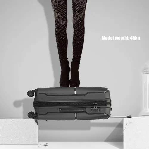British Traveller 20 Inch Spinner Hard Shell PP Suitcase With TSA Lock - Black
