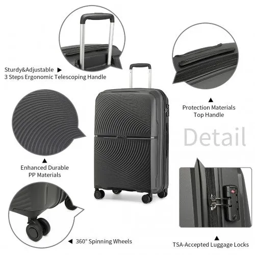 British Traveller 20 Inch Spinner Hard Shell PP Suitcase With TSA Lock - Black