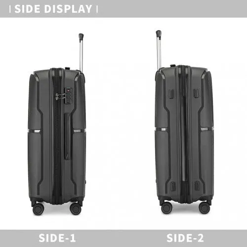 British Traveller 20 Inch Spinner Hard Shell PP Suitcase With TSA Lock - Black