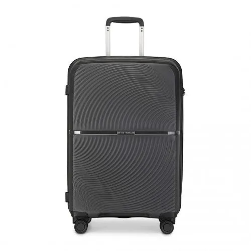 British Traveller 20 Inch Spinner Hard Shell PP Suitcase With TSA Lock - Black