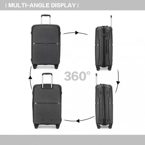 British Traveller 20 Inch Spinner Hard Shell PP Suitcase With TSA Lock - Black