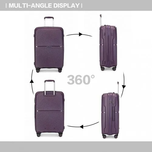 British Traveller 20 Inch Spinner Hard Shell PP Suitcase With TSA Lock - Purple