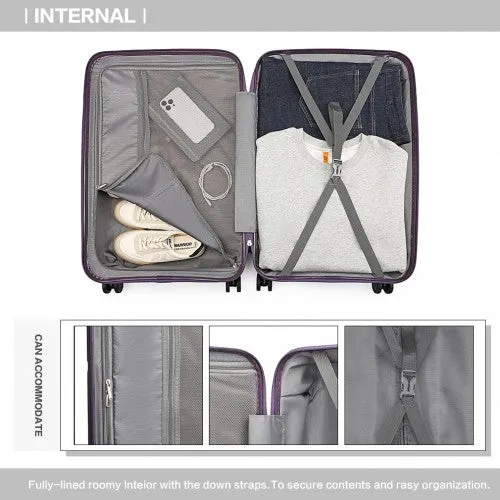 British Traveller 20 Inch Spinner Hard Shell PP Suitcase With TSA Lock - Purple