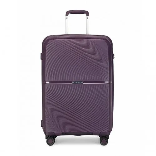 British Traveller 20 Inch Spinner Hard Shell PP Suitcase With TSA Lock - Purple