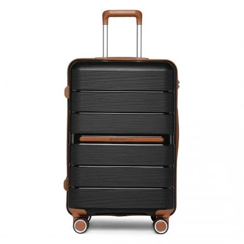 British Traveller 28 Inch Multi-Texture Polypropylene Hard Shell Suitcase With TSA Lock - Black