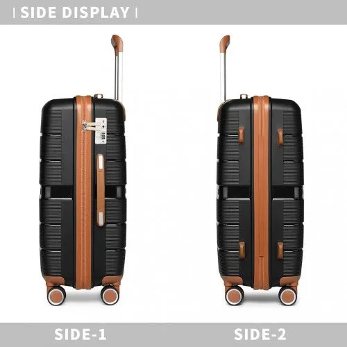 British Traveller 28 Inch Multi-Texture Polypropylene Hard Shell Suitcase With TSA Lock - Black
