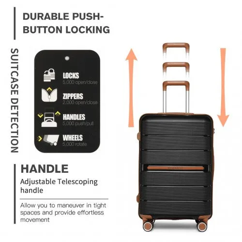 British Traveller 28 Inch Multi-Texture Polypropylene Hard Shell Suitcase With TSA Lock - Black