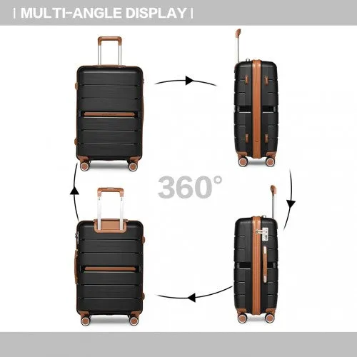 British Traveller 28 Inch Multi-Texture Polypropylene Hard Shell Suitcase With TSA Lock - Black