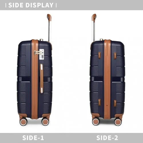 British Traveller 28 Inch Multi-Texture Polypropylene Hard Shell Suitcase With TSA Lock - Navy
