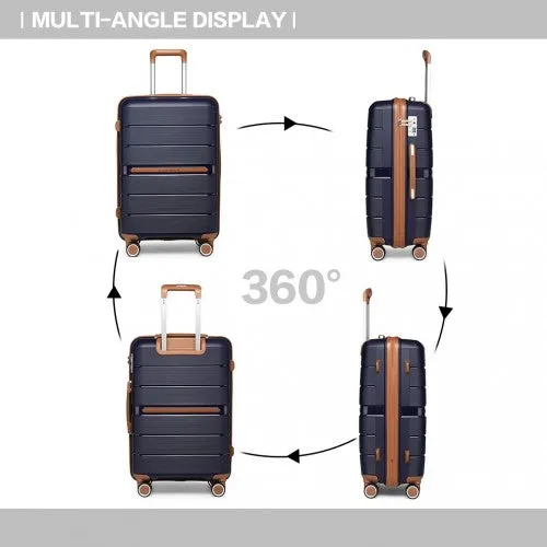 British Traveller 28 Inch Multi-Texture Polypropylene Hard Shell Suitcase With TSA Lock - Navy