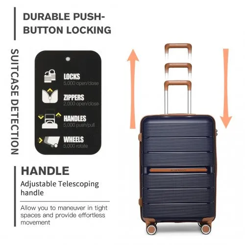 British Traveller 28 Inch Multi-Texture Polypropylene Hard Shell Suitcase With TSA Lock - Navy