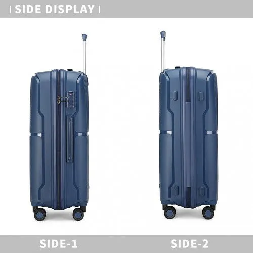 British Traveller 28 Inch Spinner Hard Shell PP Suitcase With TSA Lock - Navy