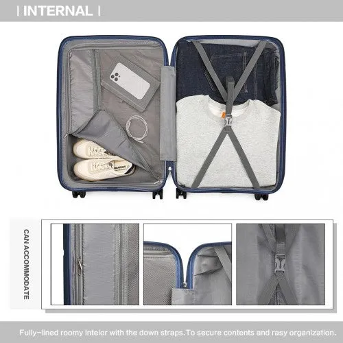 British Traveller 28 Inch Spinner Hard Shell PP Suitcase With TSA Lock - Navy