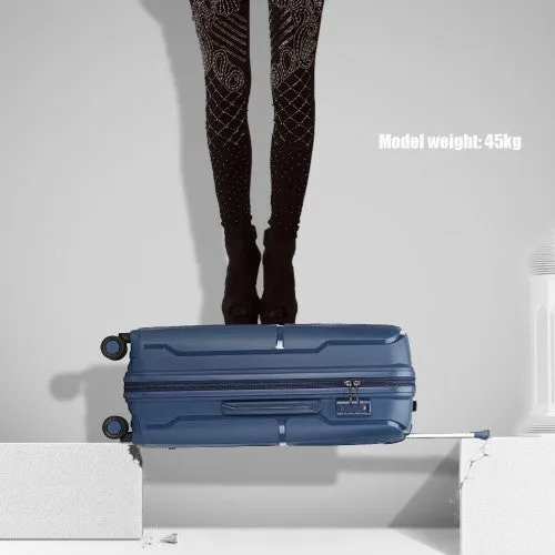 British Traveller 28 Inch Spinner Hard Shell PP Suitcase With TSA Lock - Navy