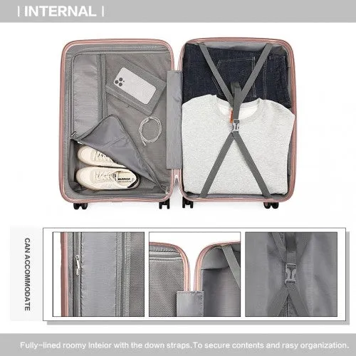 British Traveller 28 Inch Spinner Hard Shell PP Suitcase With TSA Lock - Nude/Pink
