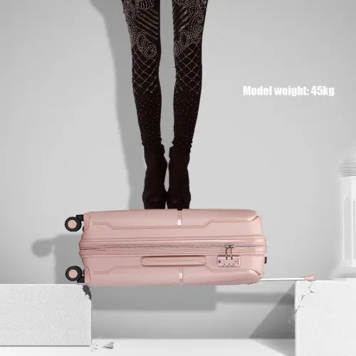 British Traveller 28 Inch Spinner Hard Shell PP Suitcase With TSA Lock - Nude/Pink