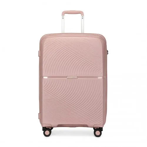 British Traveller 28 Inch Spinner Hard Shell PP Suitcase With TSA Lock - Nude/Pink