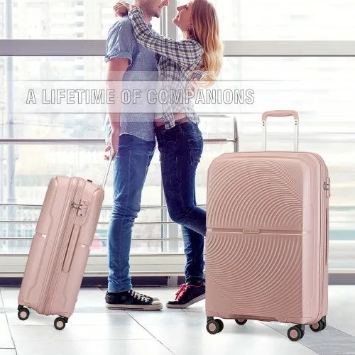 British Traveller 28 Inch Spinner Hard Shell PP Suitcase With TSA Lock - Nude/Pink