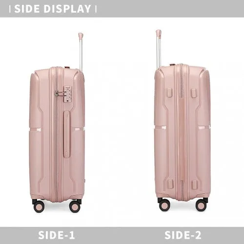 British Traveller 28 Inch Spinner Hard Shell PP Suitcase With TSA Lock - Nude/Pink