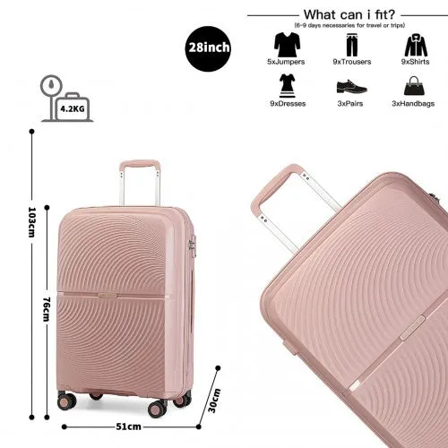 British Traveller 28 Inch Spinner Hard Shell PP Suitcase With TSA Lock - Nude/Pink