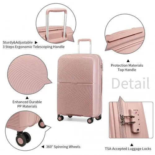 British Traveller 28 Inch Spinner Hard Shell PP Suitcase With TSA Lock - Nude/Pink