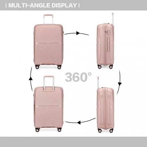 British Traveller 28 Inch Spinner Hard Shell PP Suitcase With TSA Lock - Nude/Pink