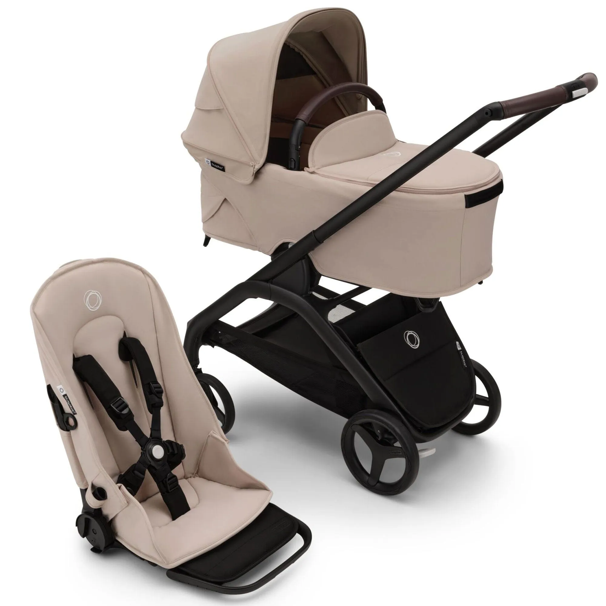 Bugaboo Dragonfly Pebble 360 Pro V2 Travel System - Black/Desert Taupe
