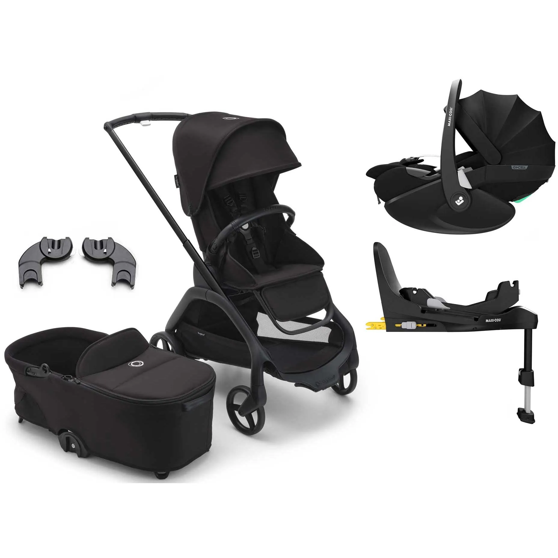 Bugaboo Dragonfly Pebble 360 Pro V2 Travel System - Black/Midnight Black