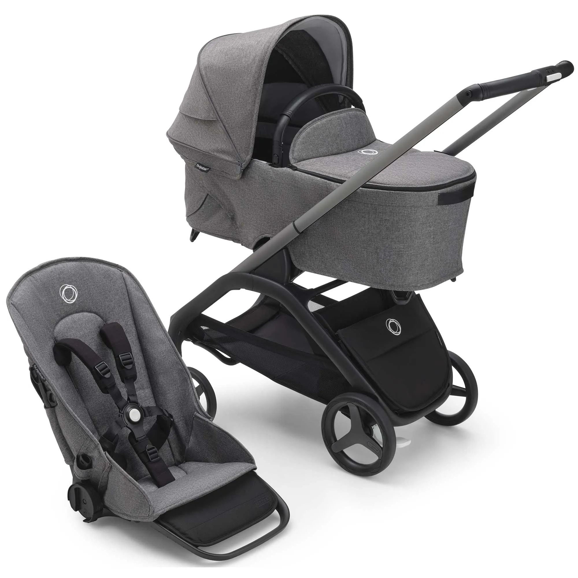Bugaboo Dragonfly Pebble 360 Pro V2 Travel System - Graphite/Grey Melange