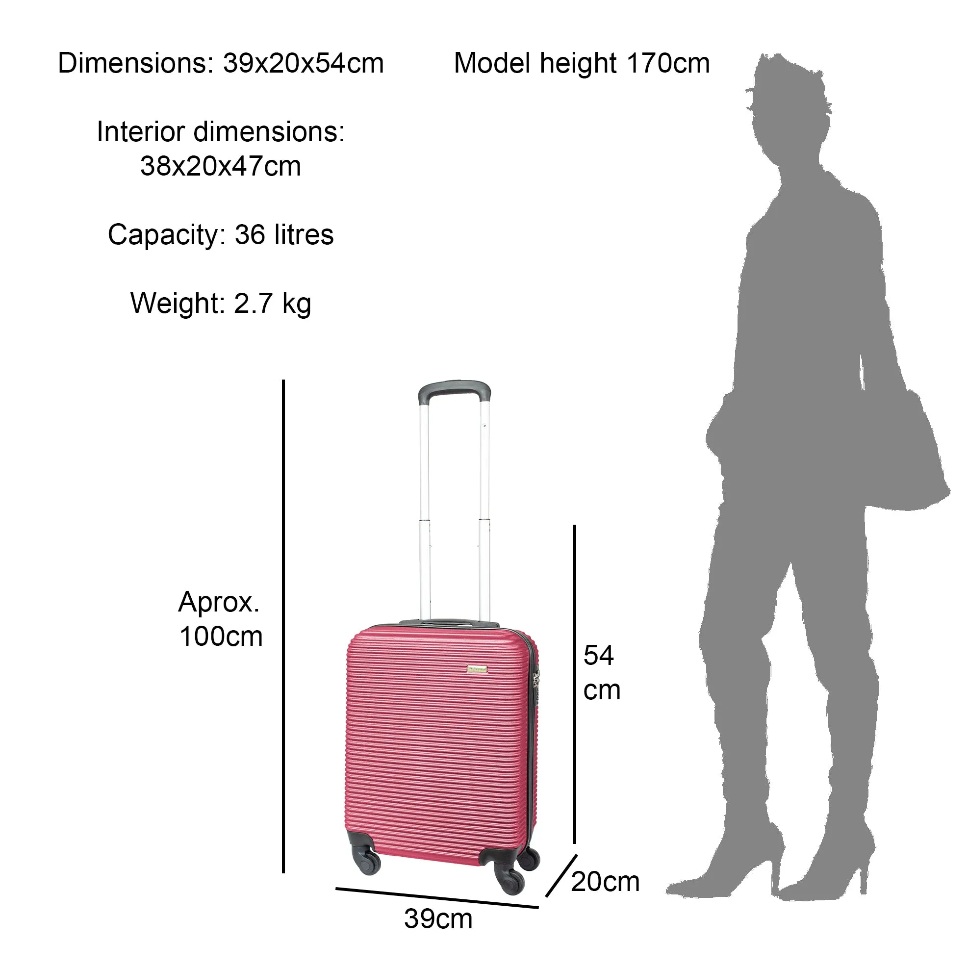 Cabin Size ABS Luggage Hard Shell Suitcase 19"