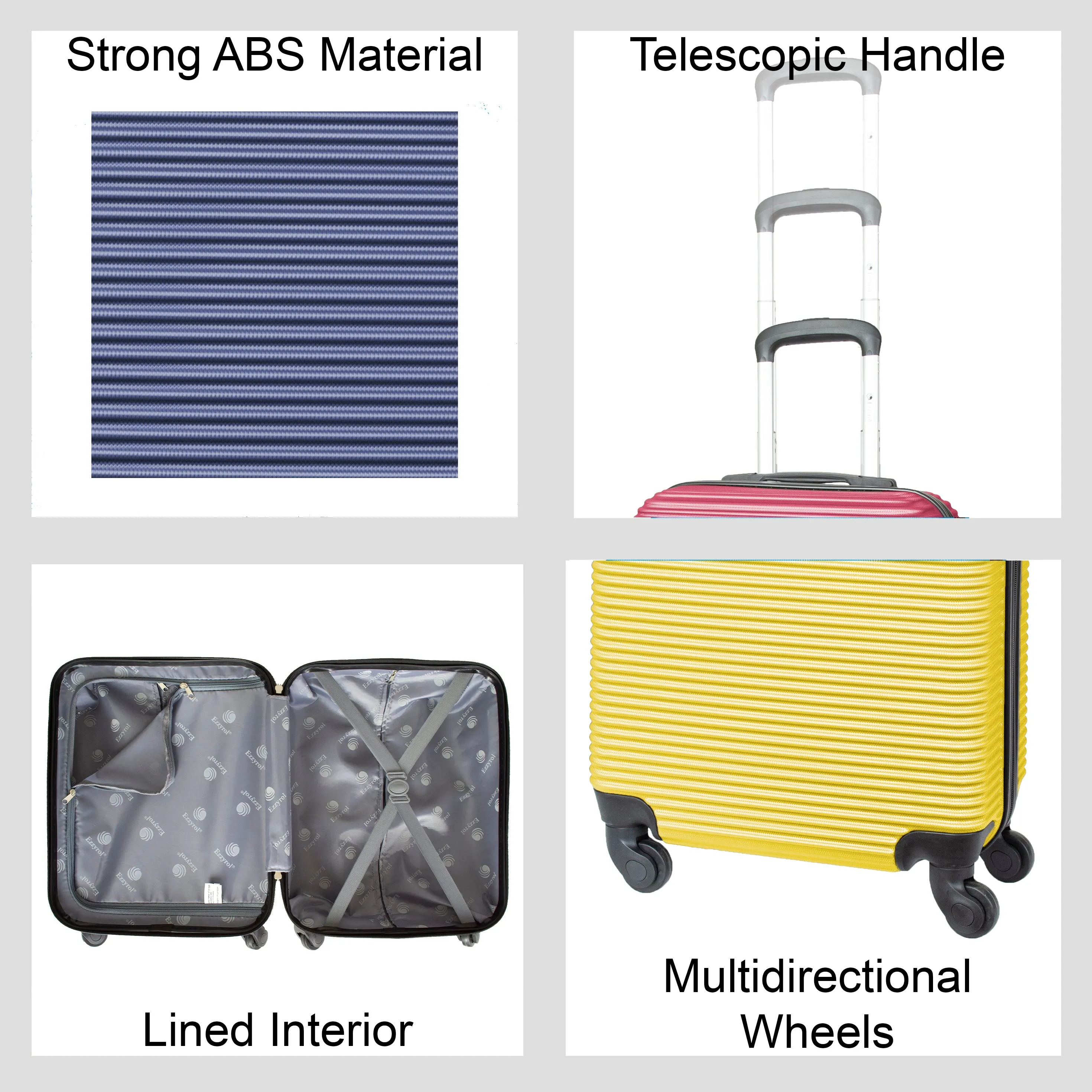Cabin Size ABS Luggage Hard Shell Suitcase 19"