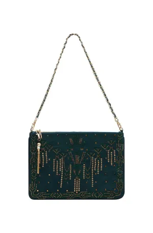 CAMILLA Zip Top Clutch Cross Body LUXE EMERALD