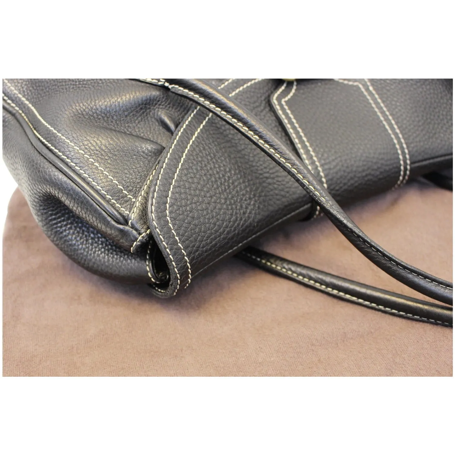 Celine Buckle Leather Satchel Bag Black - Last Call