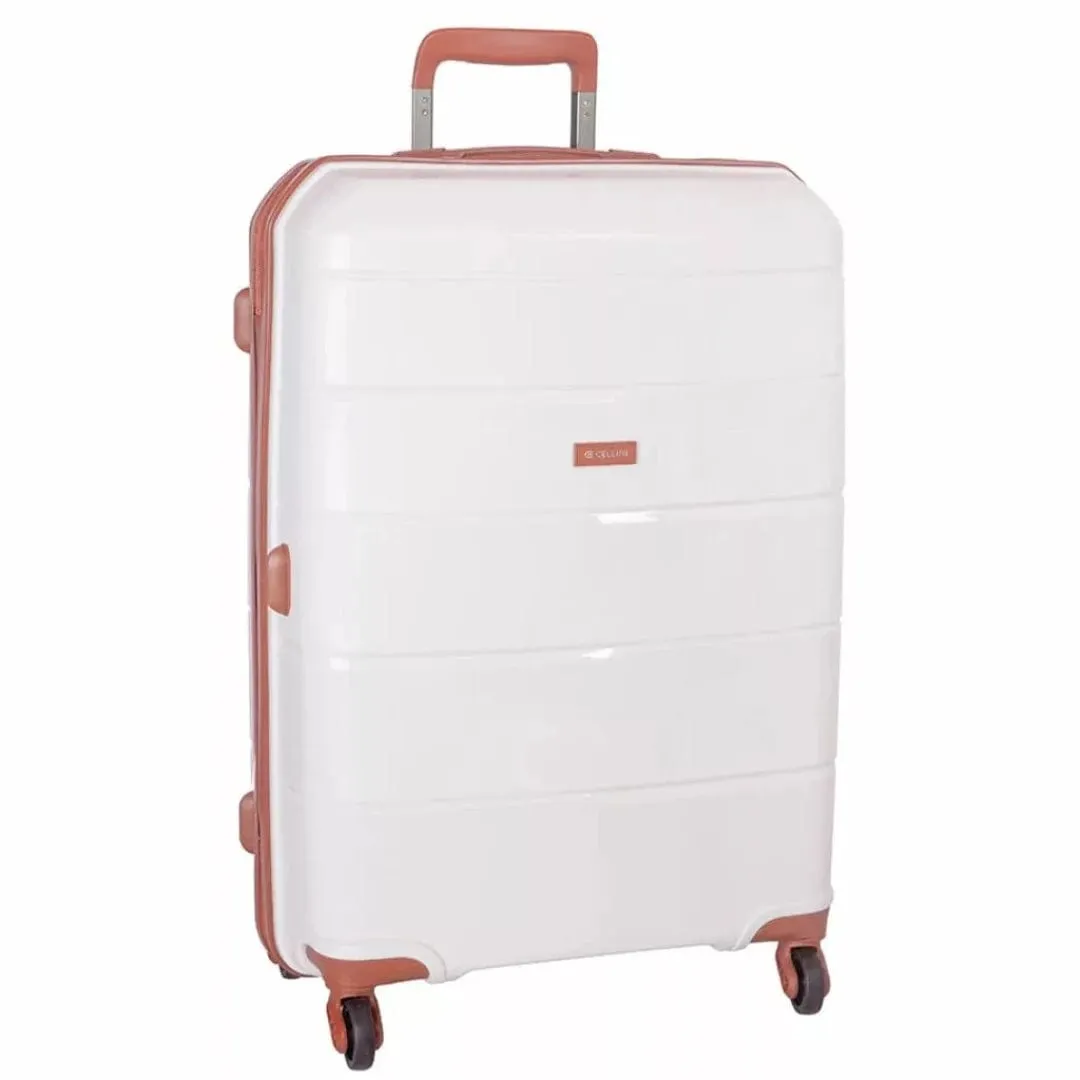 Cellini Spinn Medium Trolley Case White/ Tan