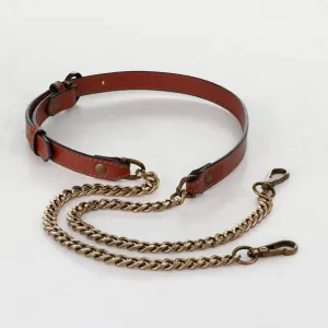 Chain and Leather - Italian Leather and Antique Brass Curb Cognac Shoulder Strap