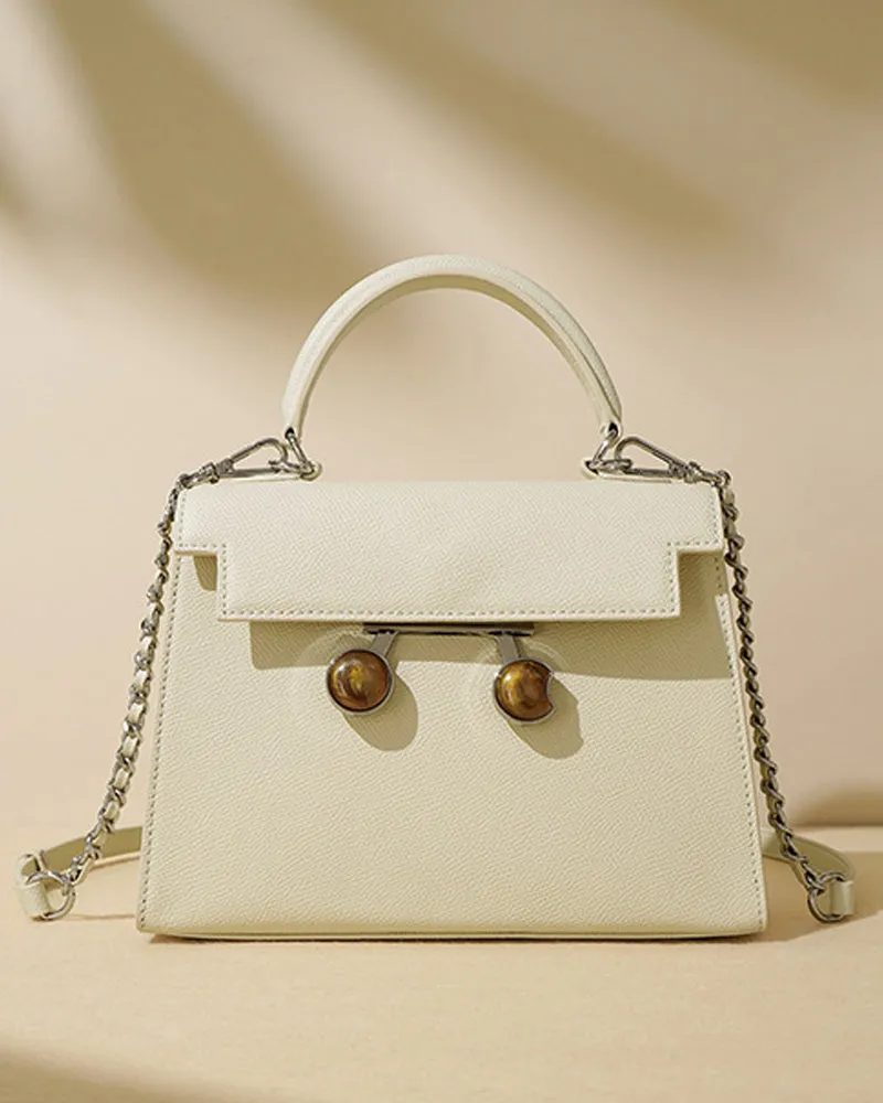 Chain Leather Medium Shoulder Satchel Bag