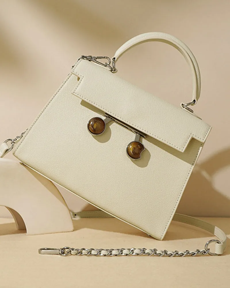Chain Leather Medium Shoulder Satchel Bag