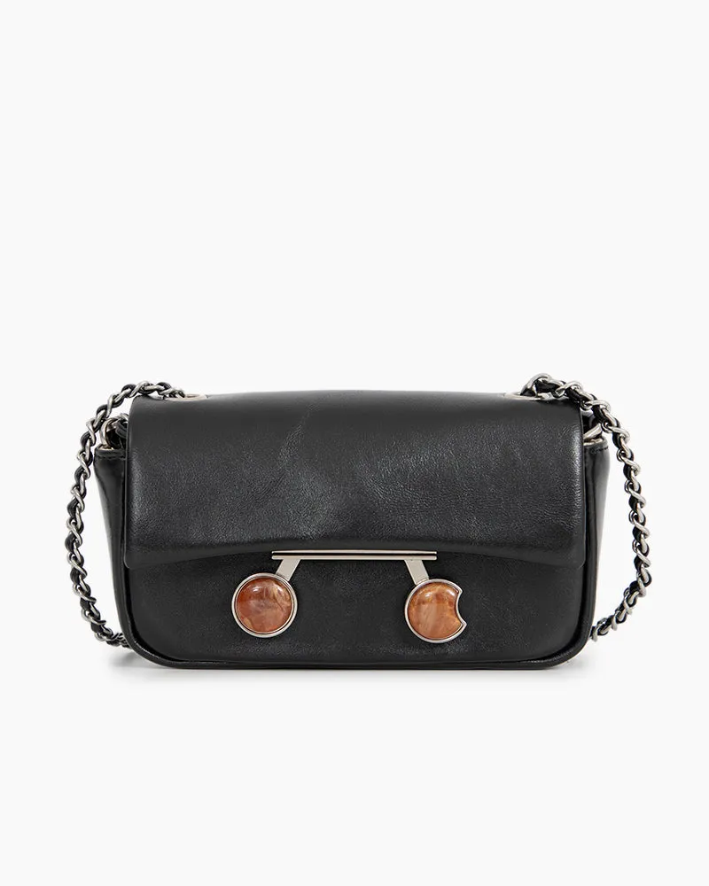 Chain Leather Mini Shoulder Satchel Micro Bag