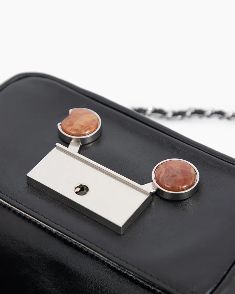Chain Leather Mini Shoulder Satchel Micro Bag