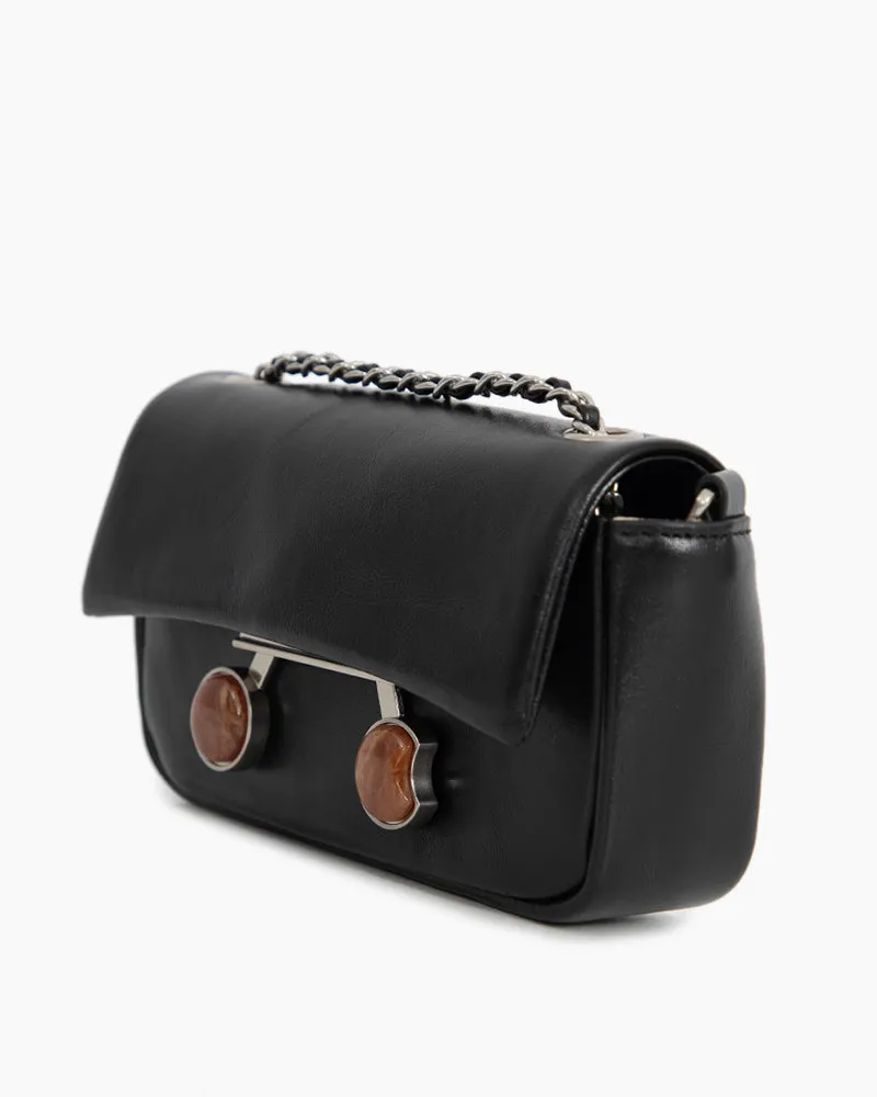 Chain Leather Mini Shoulder Satchel Micro Bag