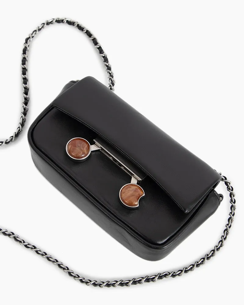 Chain Leather Mini Shoulder Satchel Micro Bag