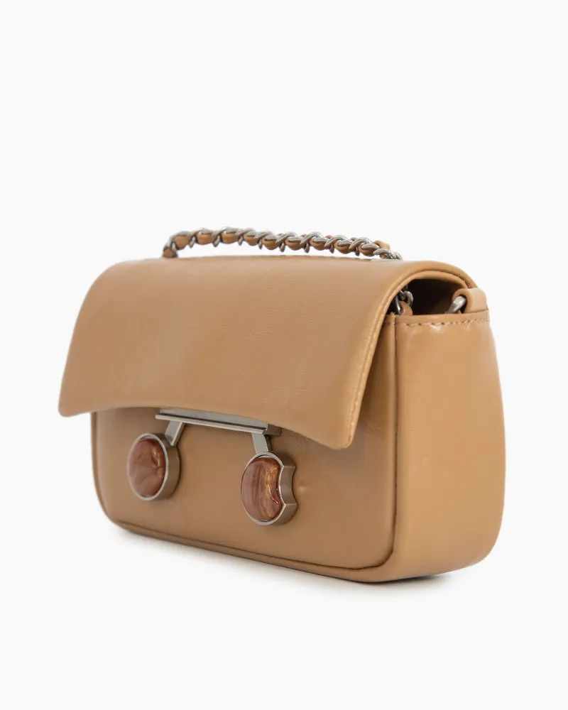 Chain Leather Mini Shoulder Satchel Micro Bag