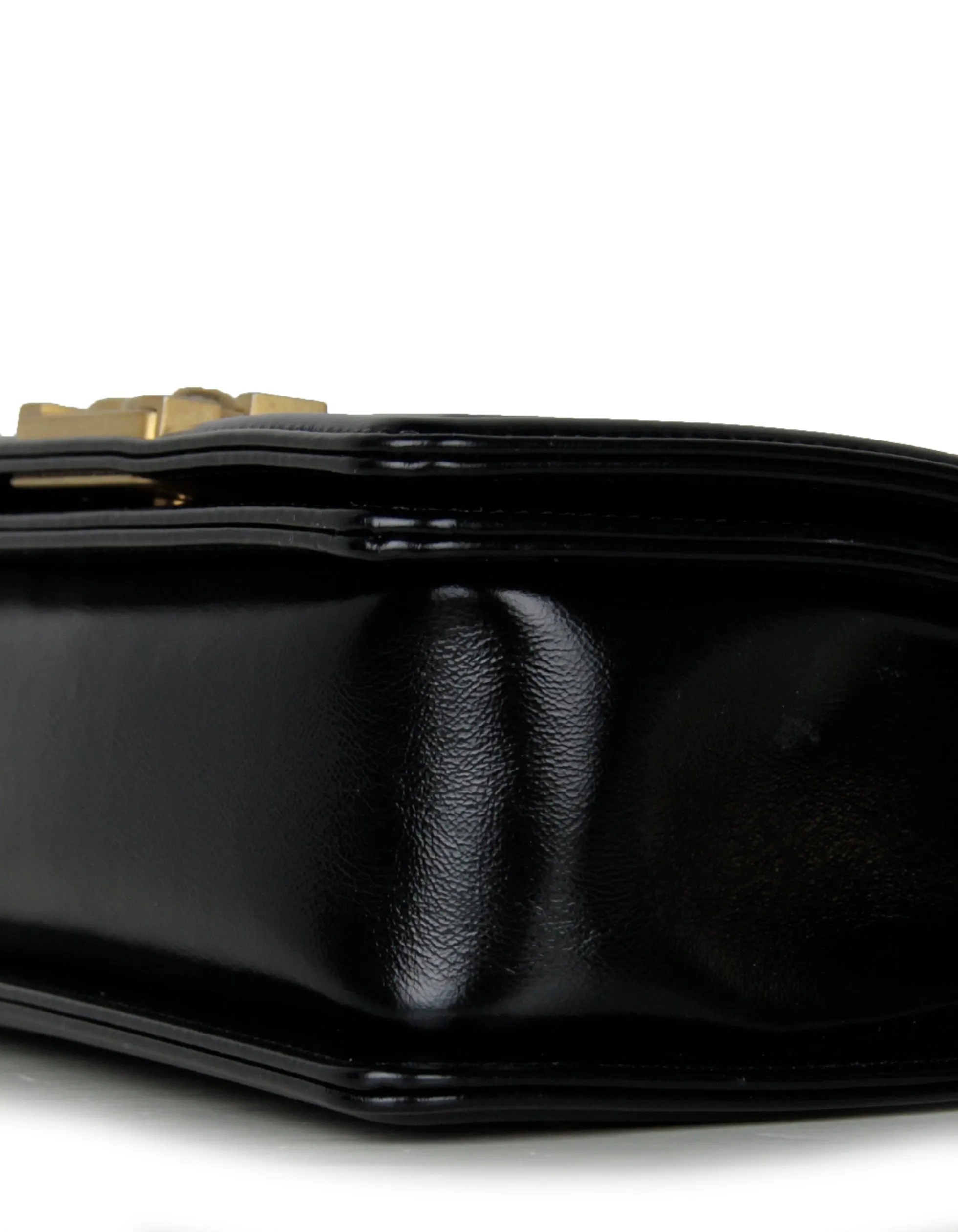 Chanel 2021 Calfskin Leather Metallic Black/Gold Small Boy Bag