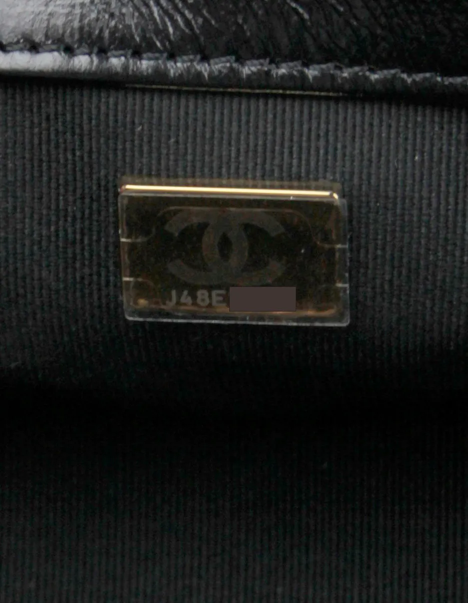 Chanel 2021 Calfskin Leather Metallic Black/Gold Small Boy Bag