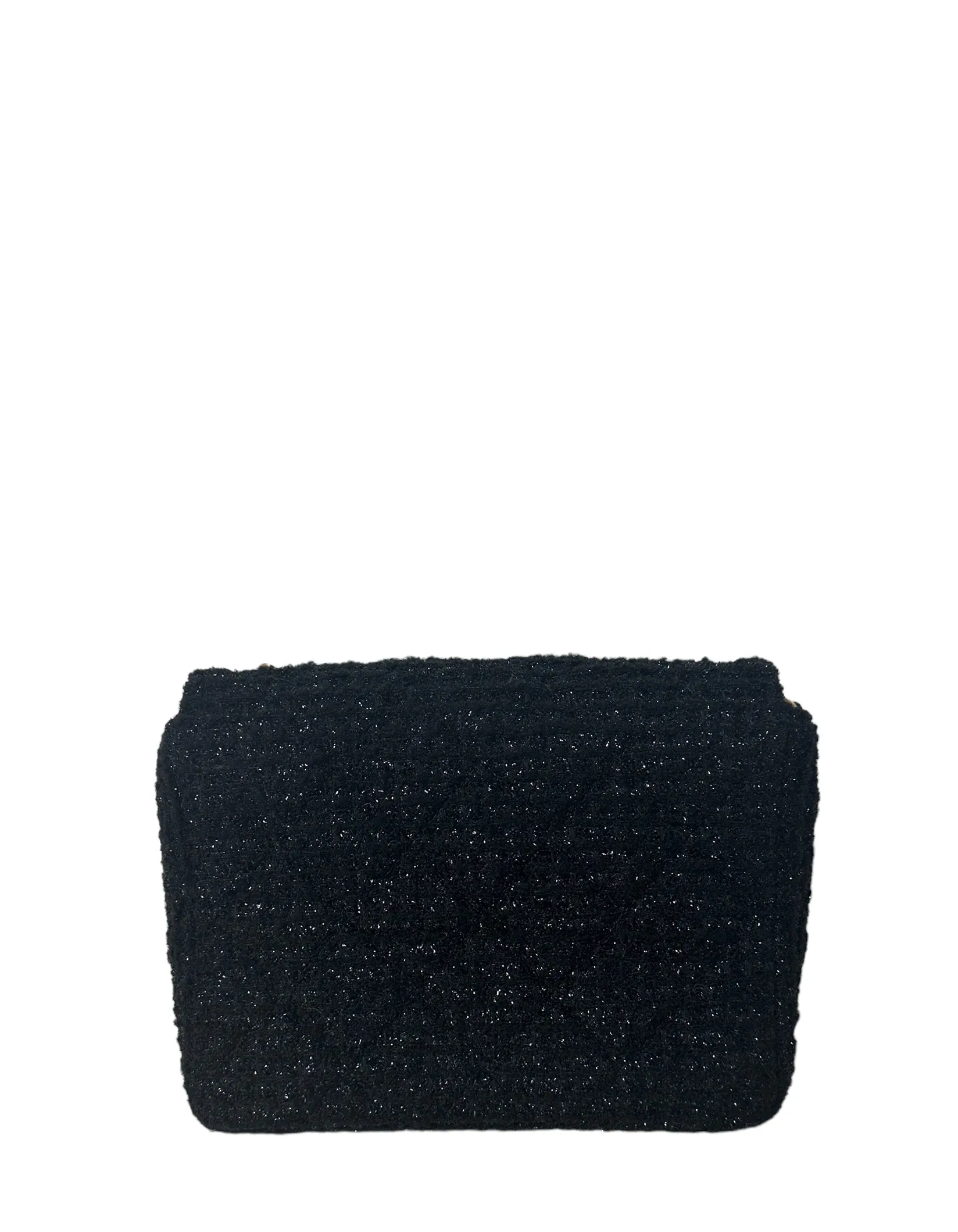 Chanel Black Square Tweed CC Flap Crossbody Bag