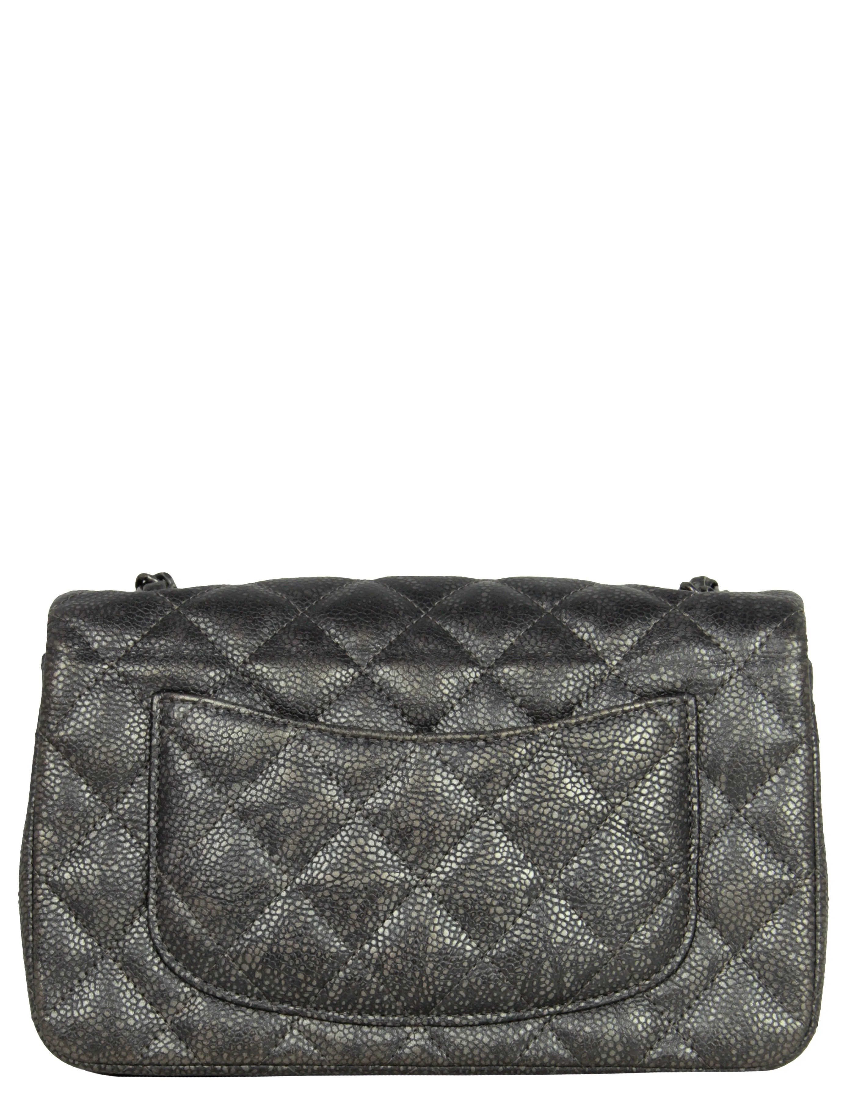 Chanel Gunmetal Caviar Leather Quilted Rectangular Mini Flap Bag