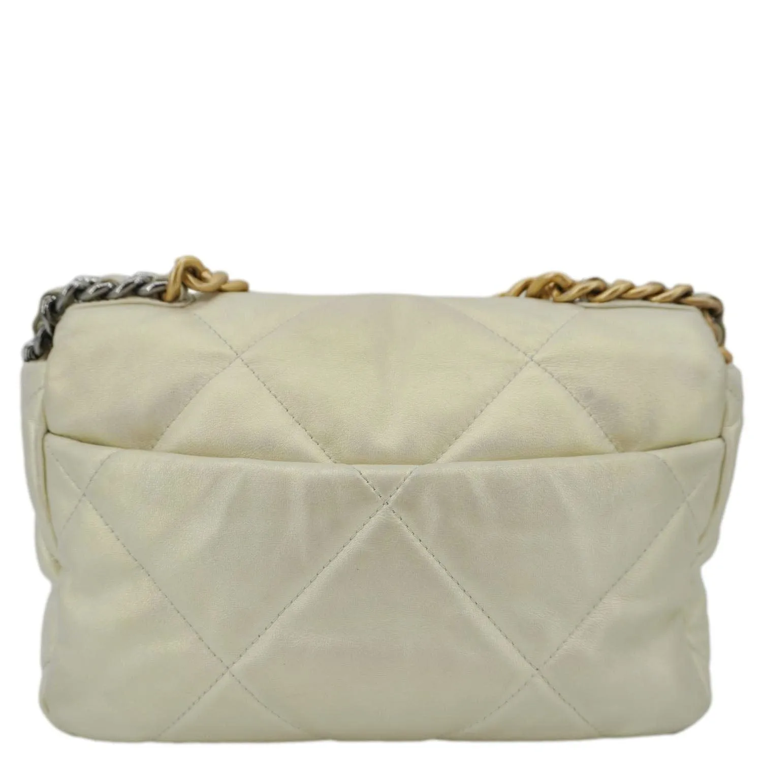 CHANEL Iridescent 19 Flap Calfskin Quilted Leather Shoulder Bag Metallic Gold