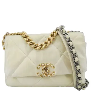 CHANEL Iridescent 19 Flap Calfskin Quilted Leather Shoulder Bag Metallic Gold