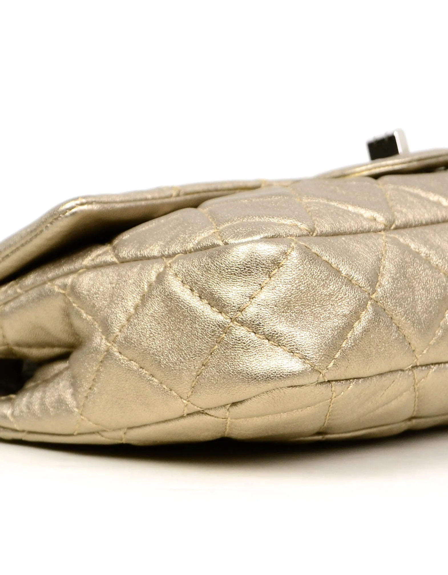Chanel Khaki Metallic Calfskin 2.55 Reissue Roll Clutch Bag